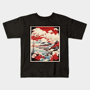 Kanagawa Japan Travel Vintage Tourism Poster Kids T-Shirt